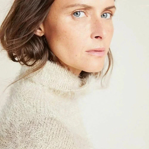 Anthropologie Akemi + kim One Size Beige Lara Eyelash Poncho Sweater NEW! - Picture 4 of 8